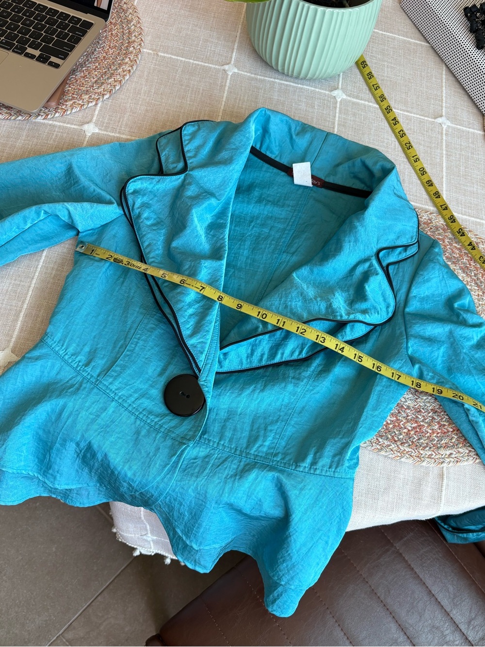 Turquoise Ruffle Peplum Blazer - Picture 9 of 15